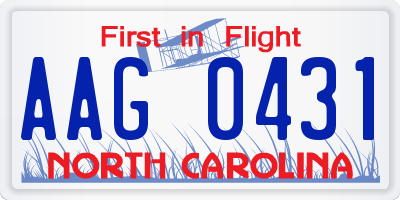 NC license plate AAG0431