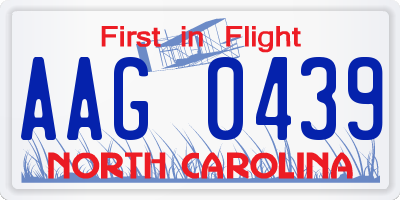 NC license plate AAG0439