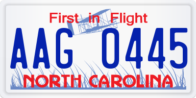 NC license plate AAG0445