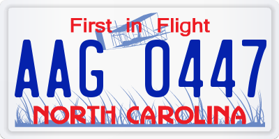 NC license plate AAG0447
