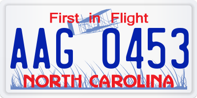 NC license plate AAG0453