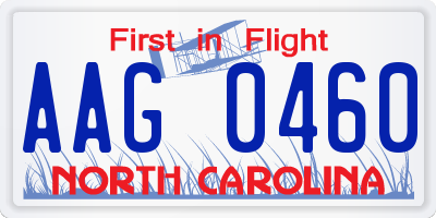 NC license plate AAG0460