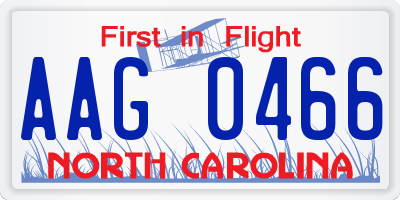 NC license plate AAG0466