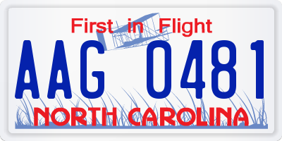 NC license plate AAG0481