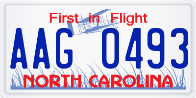 NC license plate AAG0493