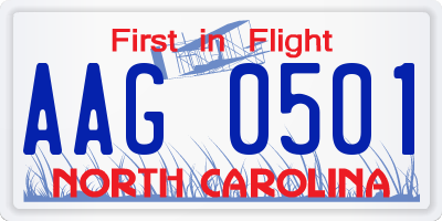 NC license plate AAG0501