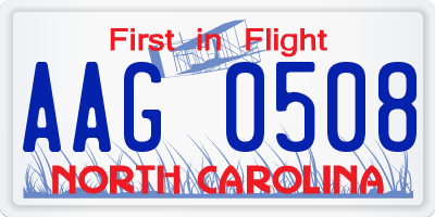 NC license plate AAG0508
