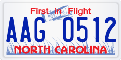 NC license plate AAG0512