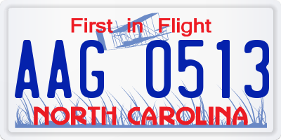 NC license plate AAG0513