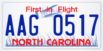 NC license plate AAG0517