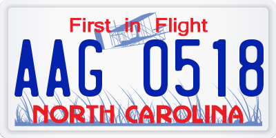 NC license plate AAG0518