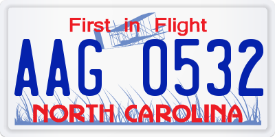 NC license plate AAG0532
