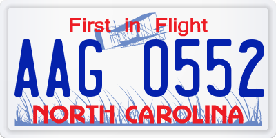 NC license plate AAG0552