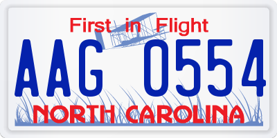 NC license plate AAG0554
