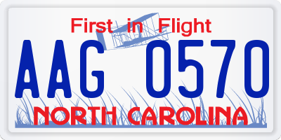 NC license plate AAG0570