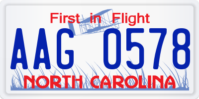 NC license plate AAG0578