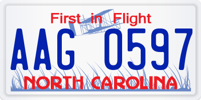 NC license plate AAG0597