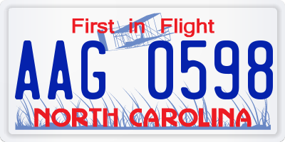 NC license plate AAG0598
