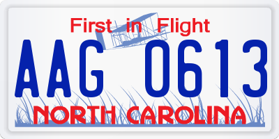 NC license plate AAG0613