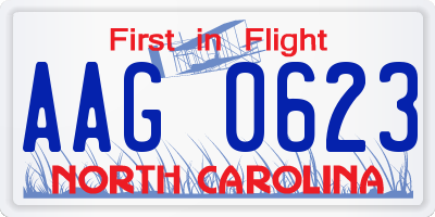 NC license plate AAG0623