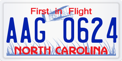 NC license plate AAG0624