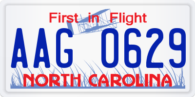 NC license plate AAG0629