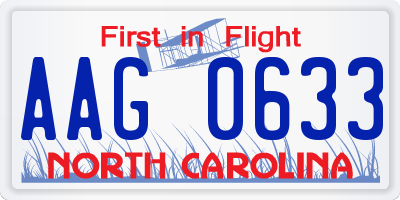 NC license plate AAG0633