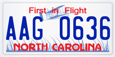 NC license plate AAG0636