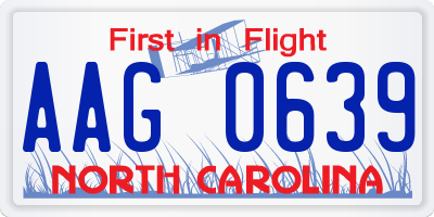 NC license plate AAG0639
