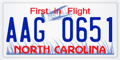 NC license plate AAG0651