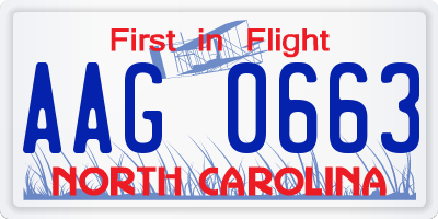 NC license plate AAG0663