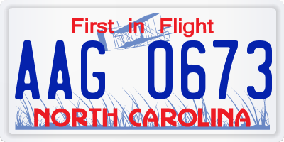 NC license plate AAG0673