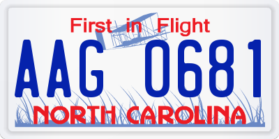 NC license plate AAG0681