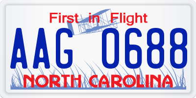 NC license plate AAG0688