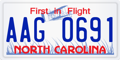 NC license plate AAG0691