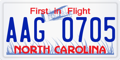 NC license plate AAG0705