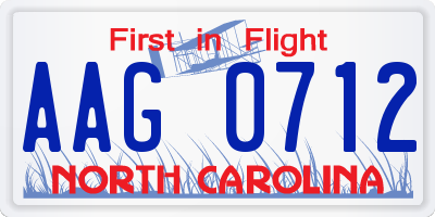 NC license plate AAG0712