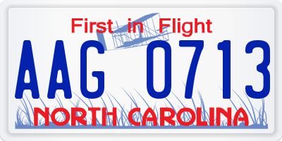 NC license plate AAG0713