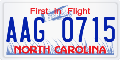NC license plate AAG0715