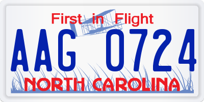 NC license plate AAG0724
