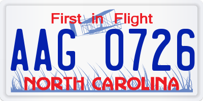 NC license plate AAG0726