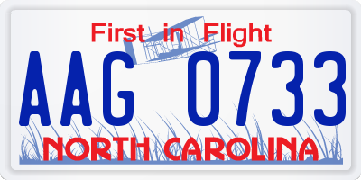 NC license plate AAG0733