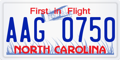 NC license plate AAG0750