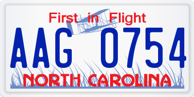 NC license plate AAG0754