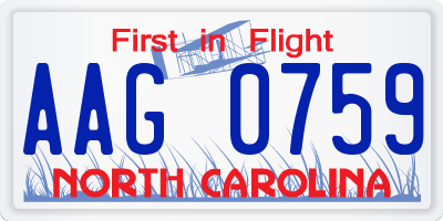 NC license plate AAG0759