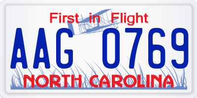 NC license plate AAG0769