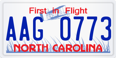 NC license plate AAG0773