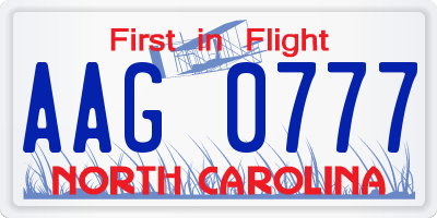 NC license plate AAG0777