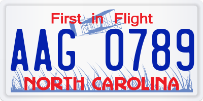 NC license plate AAG0789