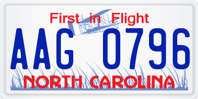 NC license plate AAG0796